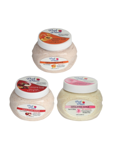 

Pink Plums Unisex Pack of 3 Apricot, Fruit Mix & Skin whitening Facial Kit-250ml Each, Multi