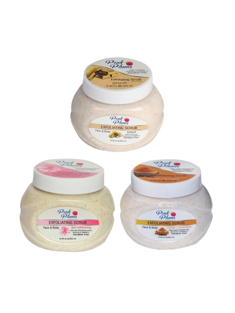 

Pink Plums Gold-Haldi Chandan-Skin Whitening Face & Body Exfoliating Scrubs 750 ml, Beige