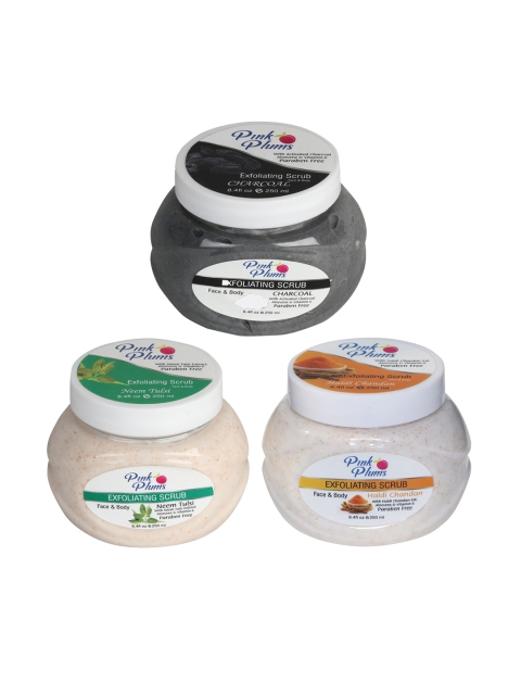 

Pink Plums Charcoal-Haldi Chandan-Neem Tulsi Face & Body Exfoliating Scrubs 750 ml, Multi