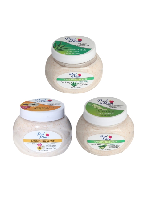 

Pink Plums Aloevera-Cucumber & Anti-Tan Face & Body Exfoliating Scrubs 750 ml, Multi