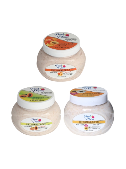 

Pink Plums Apricot-Papaya-Skin Whitening Face & Body Exfoliating Scrubs 750 ml, Beige