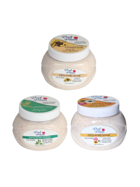 

Pink Plums Set of 3 Gold Neem Tulsi Anti Tan Face & Body Exfoliating Scrubs, Multi