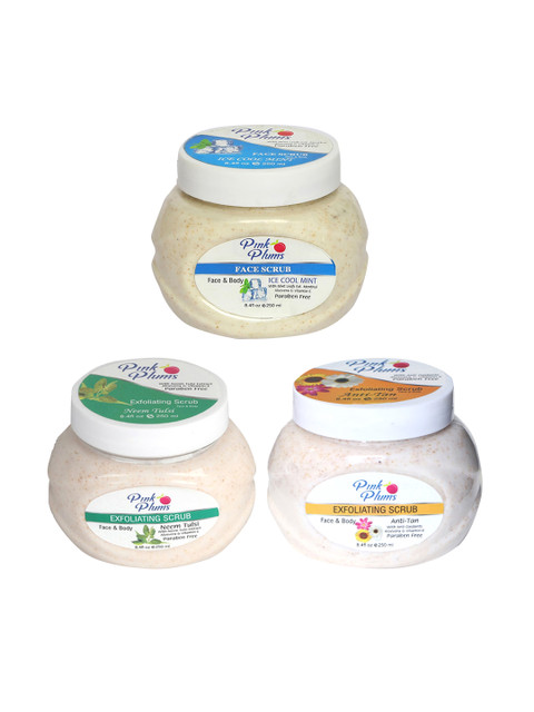 

Pink Plums Ice Cool Mint-Neem Tulsi & Anti-Tan Face & Body Exfoliating Scrubs 750 ml, Beige