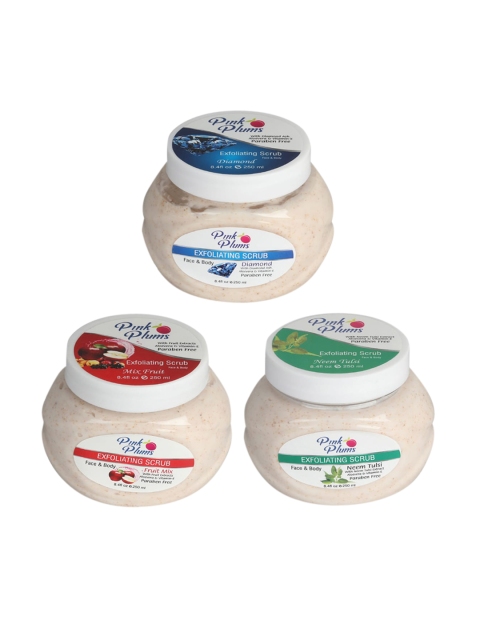 

Pink Plums Diamond-Fruit Mix-Neem Tulsi Face & Body Exfoliating Scrubs 750 ml, Multi