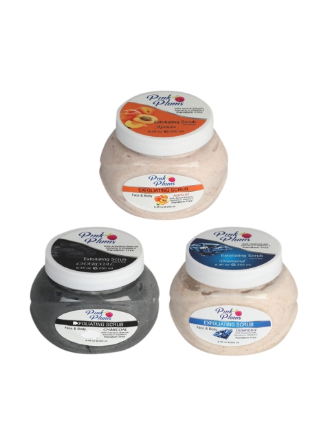 

Pink Plums Apricot-Charcoal-Diamond Face & Body Exfoliating Scrubs 750 ml, Multi
