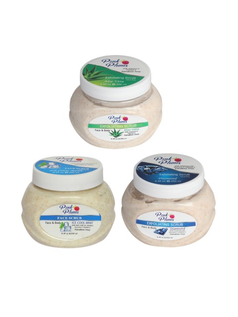 

Pink Plums Aloevera-Diamond-Ice Cool Mint Face & Body Exfoliating Scrubs 750 ml, Multi