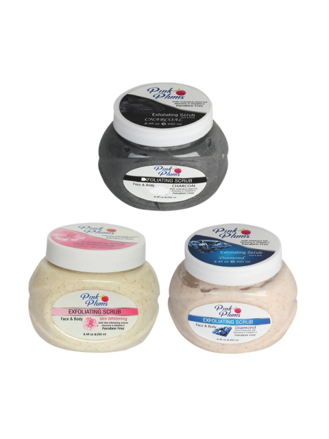 

Pink Plums Charcoal-Diamond-Skin Whitening Face & Body Exfoliating Scrubs 750 ml, Multi