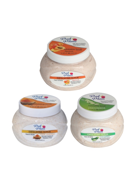 

Pink Plums Apricot-Cucumber-Haldi Chandan Face & Body Exfoliating Scrubs 750 ml, Beige