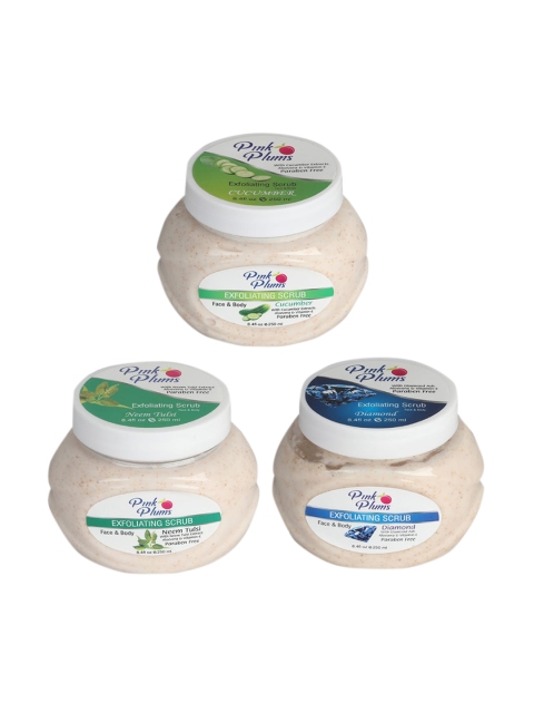 

Pink Plums Cucumber - Diamond - Neem Tulsi Face & Body Exfoliating Scrubs 750 ml, Off white
