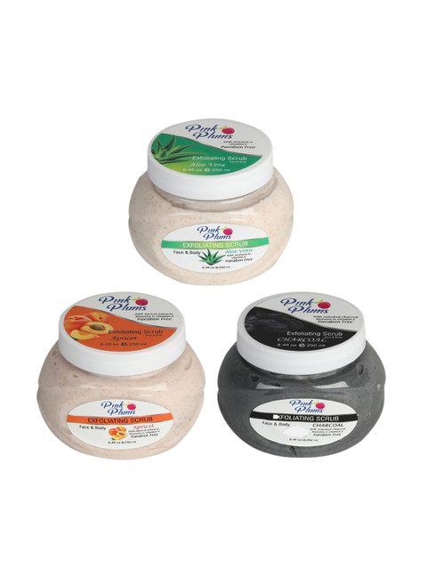 

Pink Plums Aloevera Apricot Charcoal Face & Body Exfoliating Scrubs 750 ml, Off white