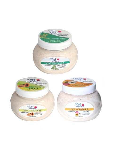 

Pink Plums Neem Tulsi - Papaya & Anti-Tan Face & Body Exfoliating Scrubs 750 ml, Off white