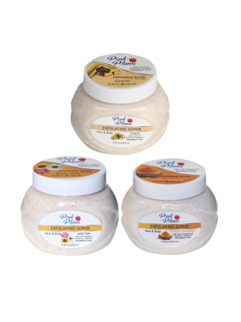 

Pink Plums Gold - Haldi Chandan & Anti-Tan Face & Body Exfoliating Scrubs 750 ml, Off white