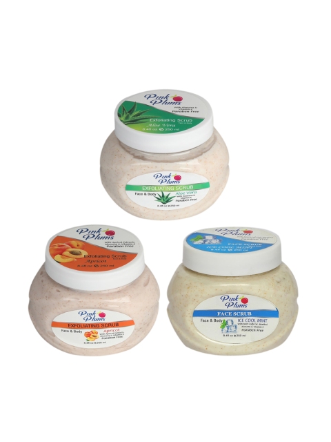 

Pink Plums Aloe Vera - Apricot & Ice Cool Mint Face & Body Exfoliating Scrubs 750 ml, Multi