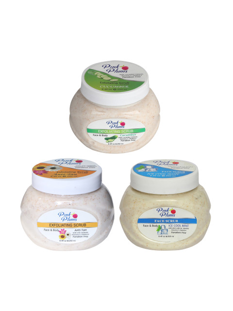 

Pink Plums Cucumber Anti-Tan & Ice Cool Face & Body Exfoliating Scrubs 750 ml, Multi
