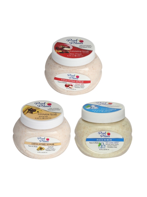 

Pink Plums Gold Fruit Mix & Ice Cool Face & Body Exfoliating Scrubs 750 ml, Multi