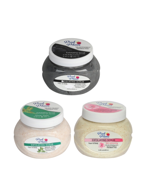 

Pink Plums Charcoal, Neem Tulsi & Skin Whitening Face & Body Scrubs 750 ml, Multi