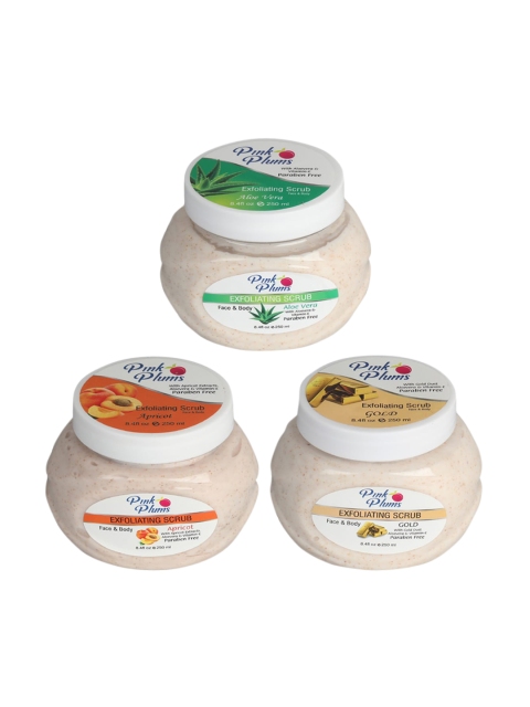 

Pink Plums Aloe Vera, Apricot & Gold Face & Body Exfoliating Scrubs 750 ml, Multi