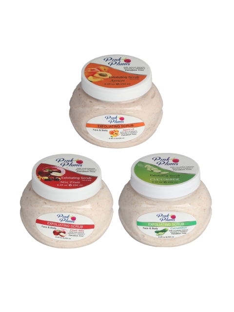 

Pink Plums Apricot, Cucumber & Fruit Mix Face & Body Exfoliating Scrubs 750 ml, Multi