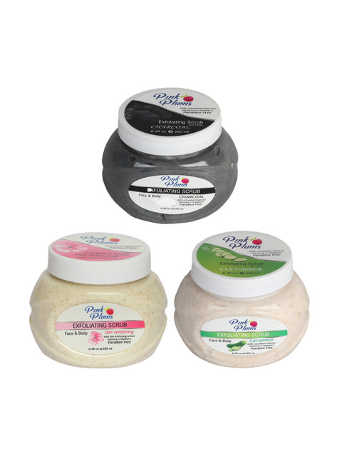 

Pink Plums Charcoal, Cucumber & Skin Whitening Face & Body Scrubs 750 ml, Multi