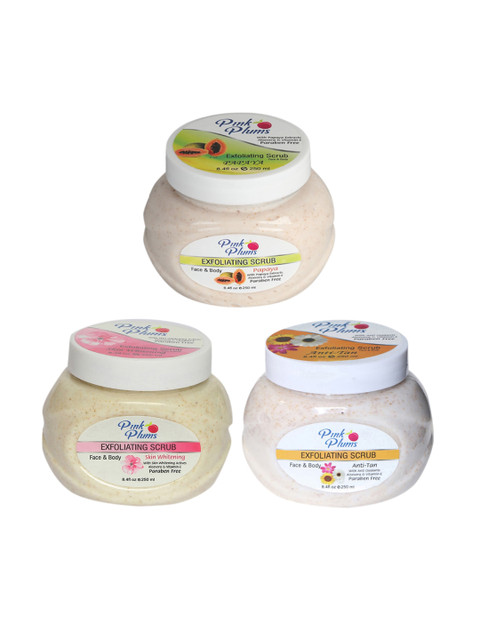 

Pink Plums Papaya, Skin Whitening & Anti-Tan Face & Body Scrubs 750 ml, Multi