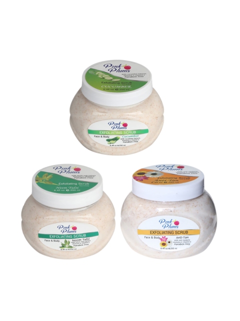 

Pink Plums Set of 3 Cucumber Neem Tulsi Anti-Tan Face & Body Exfoliating Scrub, Multi