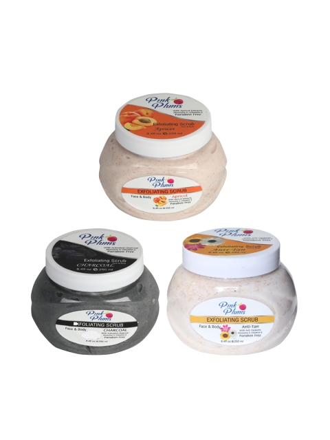 

Pink Plums Apricot, Charcoal & Anti-Tan Face & Body Exfoliating Scrubs 750 ml, Multi