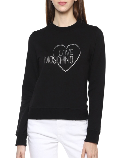 

LOVE MOSCHINO Women Black Embellished Sweatshirt