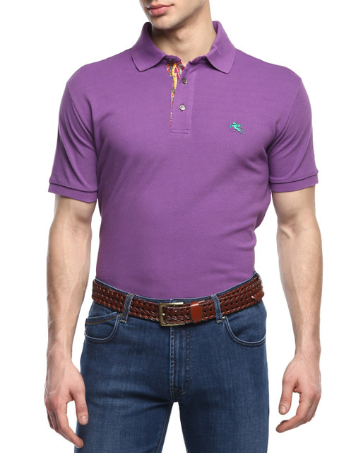 

ETRO Men Purple Polo Collar T-shirt