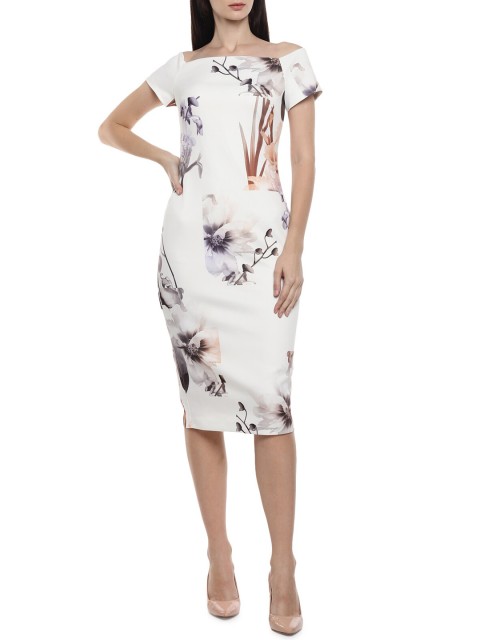 

Ted Baker White & Black Floral Sheath Midi Dress