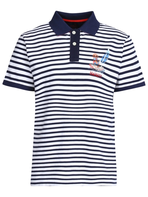 

HACKETT LONDON Boys Navy Blue Striped Polo Collar T-shirt