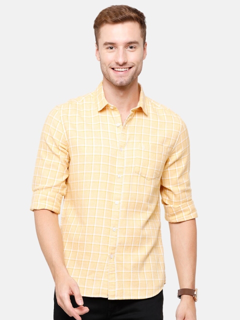 

Swiss Club Men Yellow Slim Fit Grid Tattersall Checked Casual Shirt