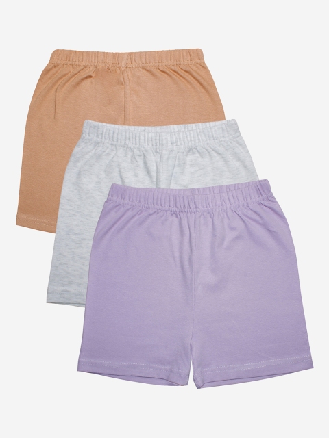 

KiddoPanti Girls Pack Of 3 Brown & Grey Cycling Shorts