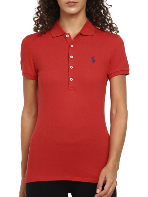 

Polo Ralph Lauren Women Red Polo Collar Slim Fit T-shirt