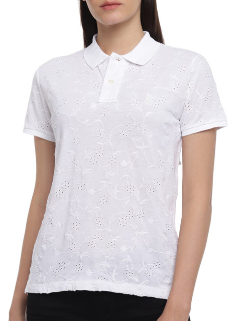 

Polo Ralph Lauren Women White Polo Collar T-shirt