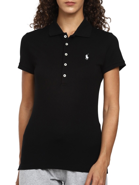 

Polo Ralph Lauren Women Black Polo Collar Outdoor T-shirt
