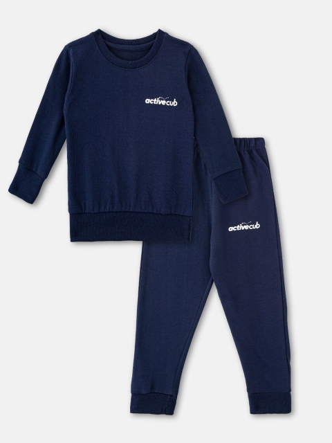 

Cuddles for Cubs Kids Navy Blue Pure Cotton Sweatshirt with Joggers