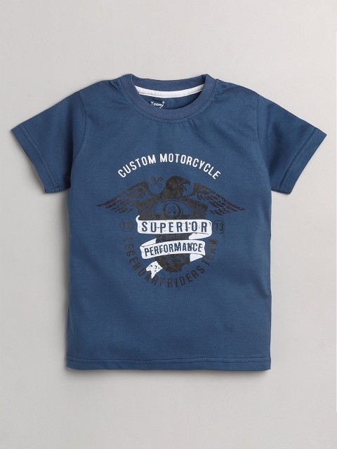 

Toonyport Boys Blue Typography Printed T-shirt