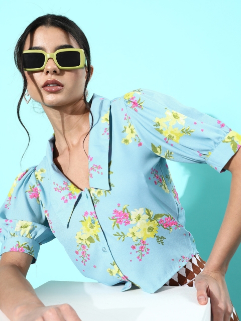 

DressBerry Women Stunning Blue Romantic Florals Shirt