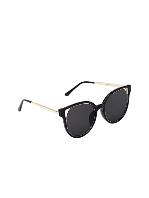 

MARC LOUIS Unisex Black Lens & Gold-Toned Cateye Sunglasses with UV Protected Lens 4004 C2