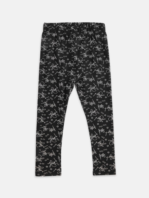 

Pantaloons Junior Girls Black & White Printed Ankle-Length Leggings