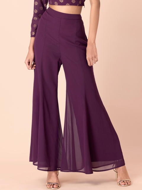 

INDYA Women Purple Solid Palazzos