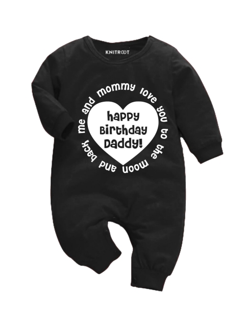 

KNITROOT Unisex kids Black Happy Birthday Daddy Jumpsuit