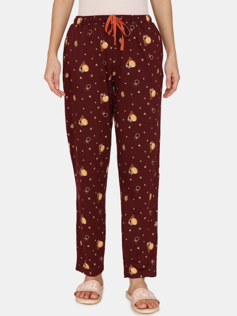 

Zivame Women Maroon Printed Cotton Pyjama