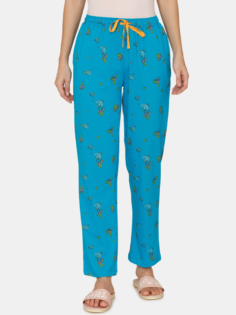 

Zivame Blue & Yellow Printed Cotton Pyjama