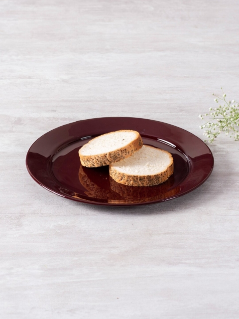 

nestroots Maroon & 4 Pieces Stainless Steel Glossy Plates