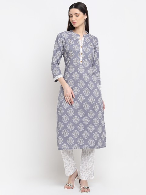 

KALINI Women Grey Floral Printed Kurta with Palazzos