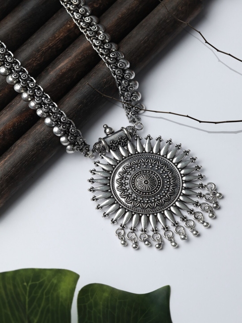 

Priyaasi Silver-Toned German Silver Tribal Mandala Oxidised Necklace Necklace