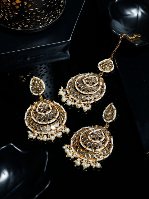 

Priyaasi Gold-Plated Mirror Studded Floral Jewellery Set