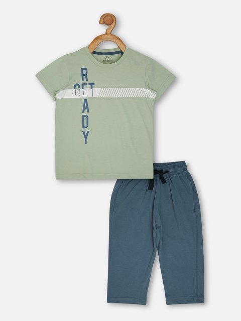 

Sweet Dreams Boys Green & Blue Printed Night suit