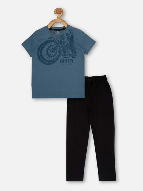 

Sweet Dreams Boys Blue & Black Printed Night suit